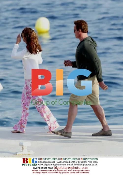 Arnold Schwarzenegger arrives by boat in Antibes