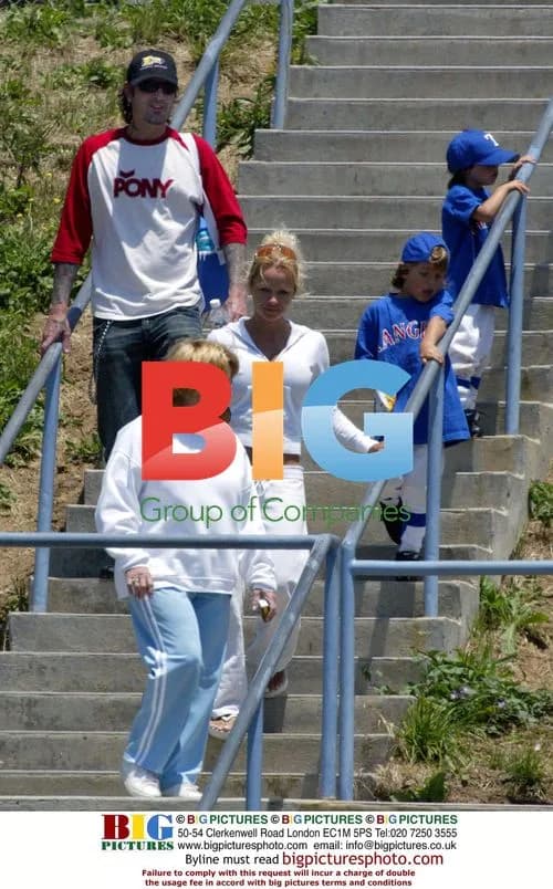 Pam Anderson and Tommy Lee at sons' baseball game