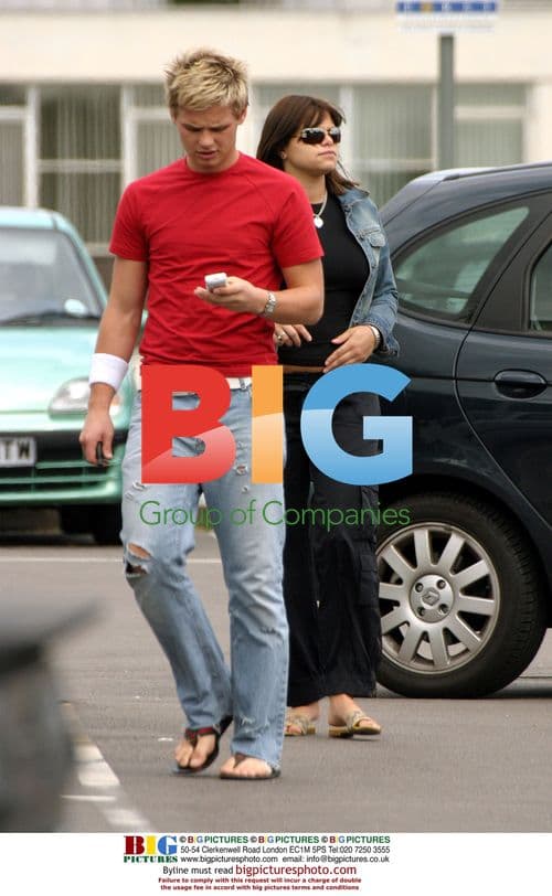 Jade Goody and Jeff Brazier leaving hospital