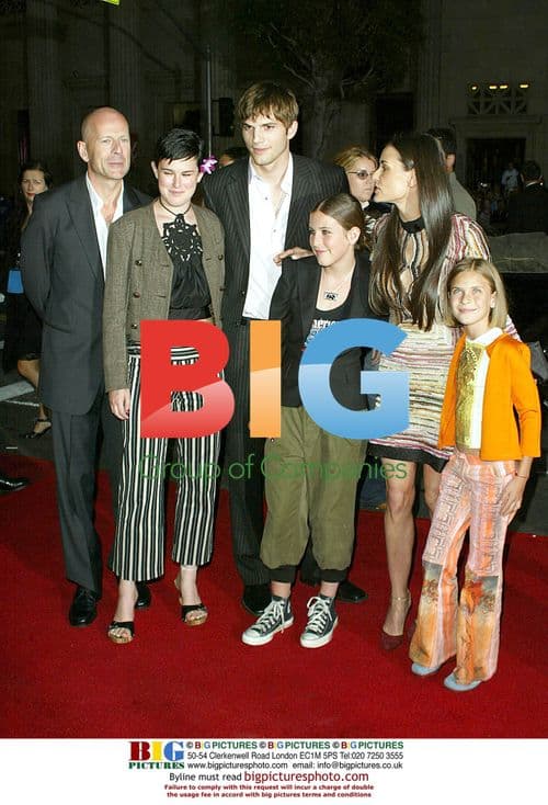 Bruce Willis, Ashton Kutcher, Demi Moore at Charlie's Angels Premiere