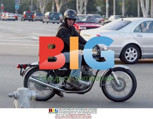 Keanu Reeves on Motorcycle in Beverly Hills