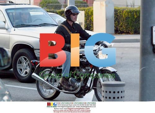 Keanu Reeves Riding Motorcycle in Beverly Hills