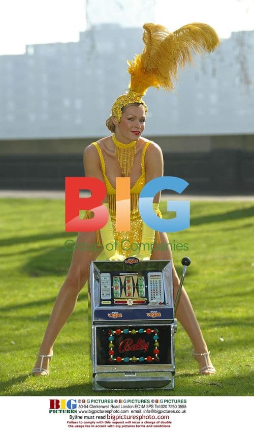 Nell McAndrew Dressed as Vegas Showgirl