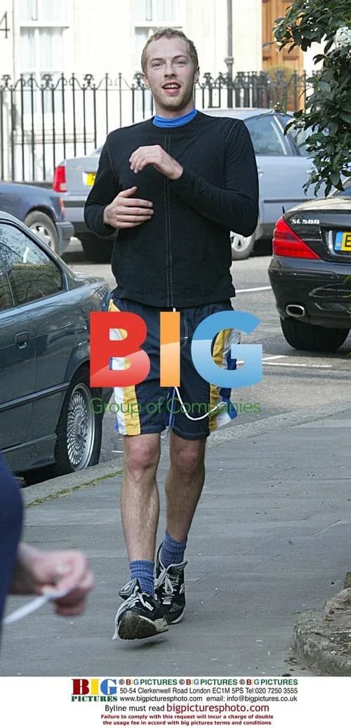 Chris Martin of Coldplay jogging in London