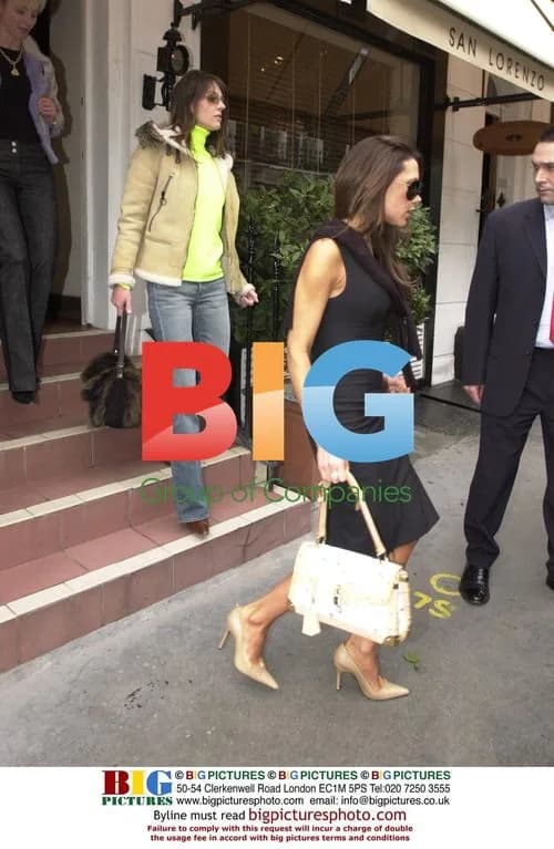 Liz Hurley and Victoria Beckham Lunch in London