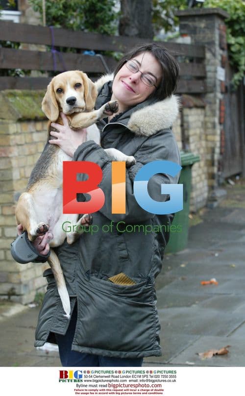 TV Presenter Sue Perkins and Dog in North London