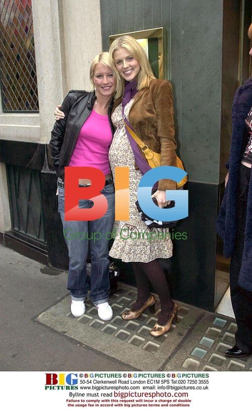 TV Presenters Denise and Donna Laughing Outside Ivy