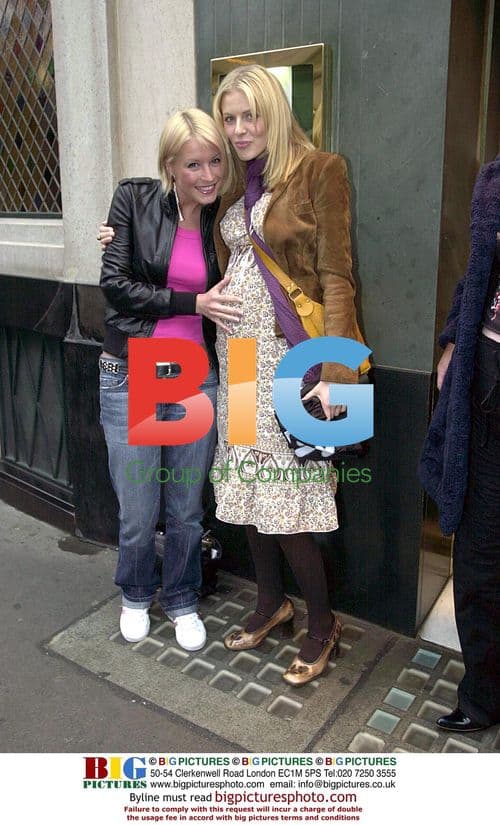 TV Presenters Denise Van Outen and Donna Air Laughing Outside the Ivy