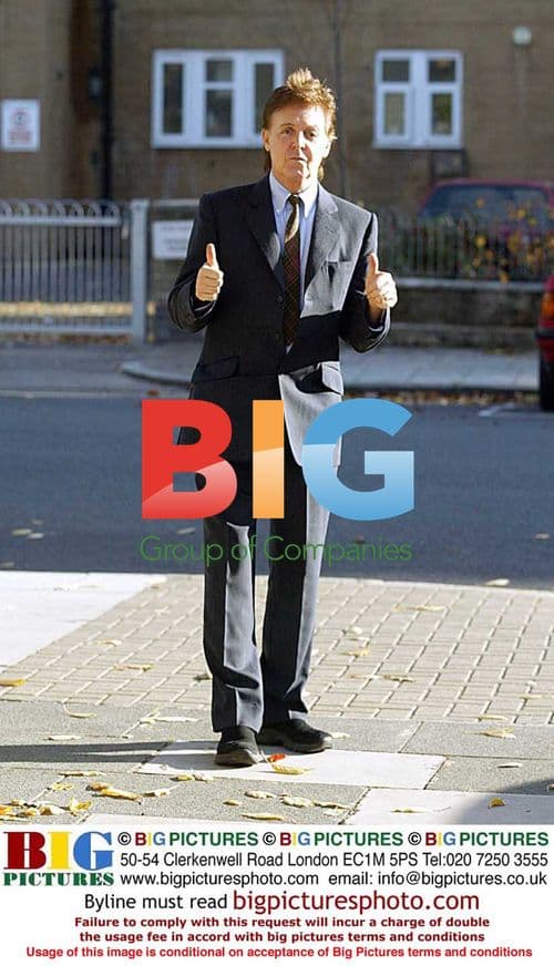 Paul McCartney Poses Outside Home