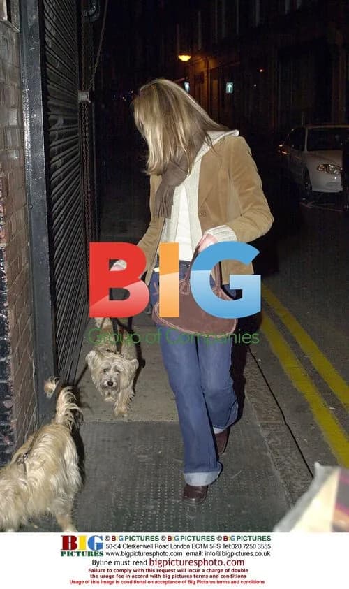 Amanda Holden with dogs leaving Shaftsbury Theatre