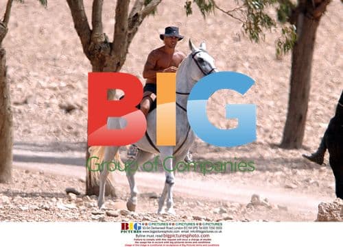 Colin Farrell Horseback Riding on Movie Set