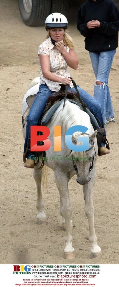 Pop Star Geri Halliwell Horse Riding