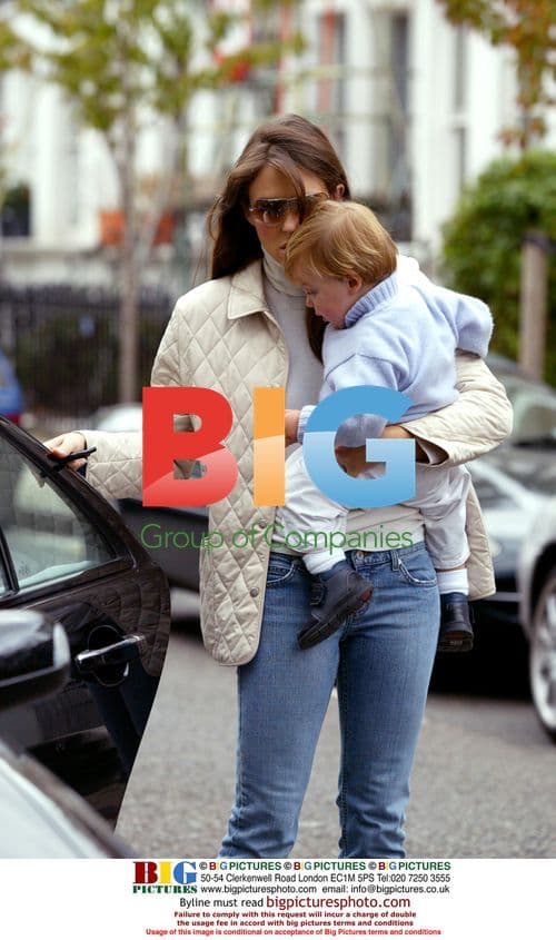 Liz Hurley gets into car with son Damien