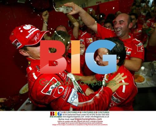 Michael Schumacher celebrates 6th F1 title