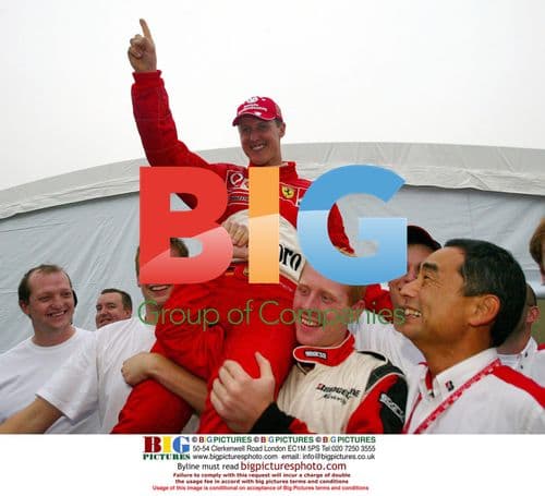 Michael Schumacher celebrates 6th F1 title