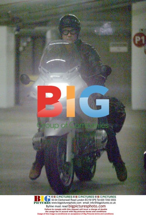 Mel Gibson Riding Motorcycle in Beverly Hills