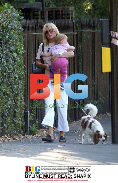 TV Presenter Gaby Roslin in Park with Daughter and Dog