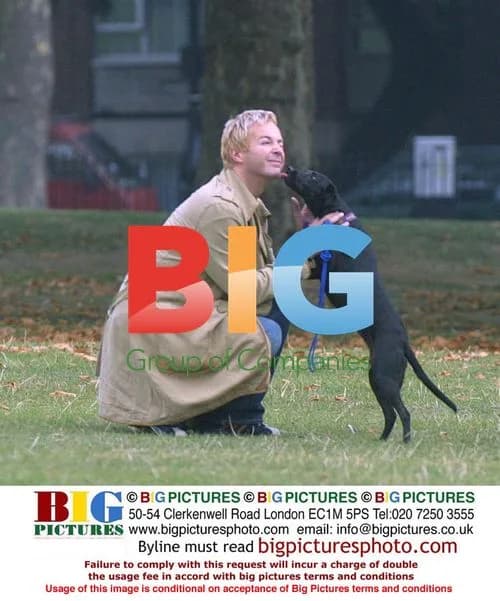 Julian Clary with Dog Valerie in North London Park