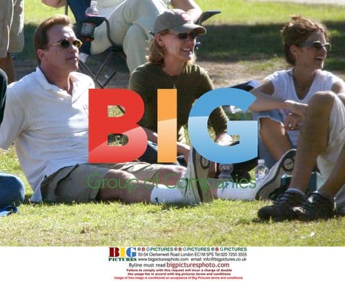 Arnold Schwarzenneger and Maria Shriver at Kids' Soccer Game