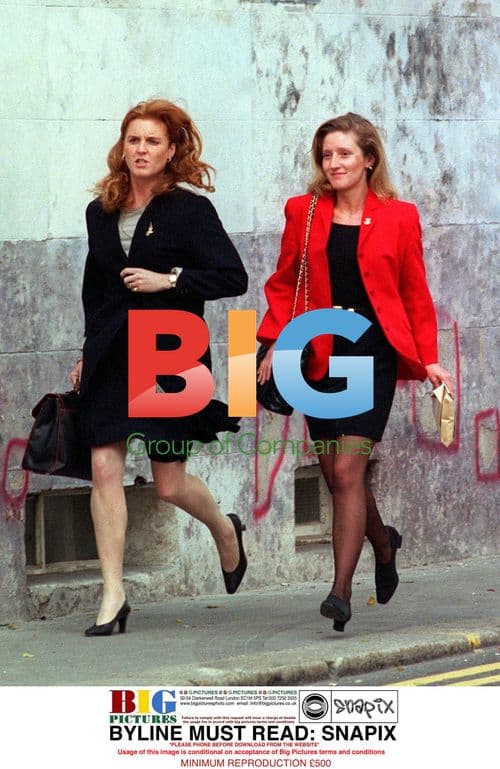 Duchess of York and assistant hurrying in London