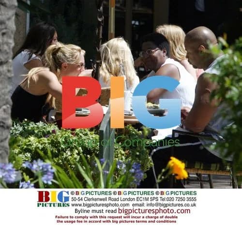 Britney Spears Stretches After Meal with Bodyguard