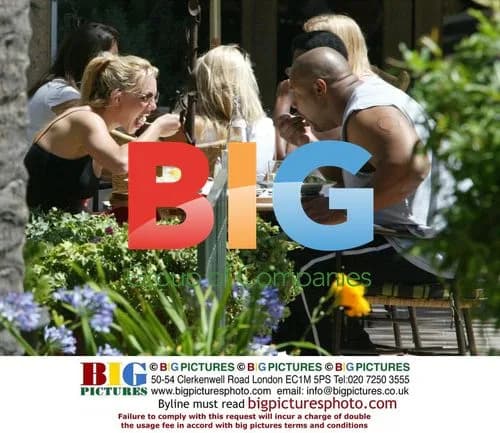 Britney Spears stretching after meal in Santa Monica