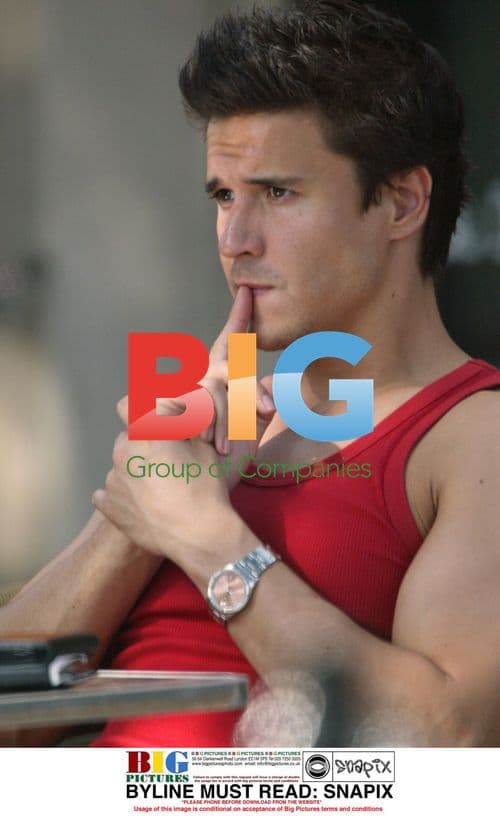 Jeremy Edwards having animated lunch with friend in London