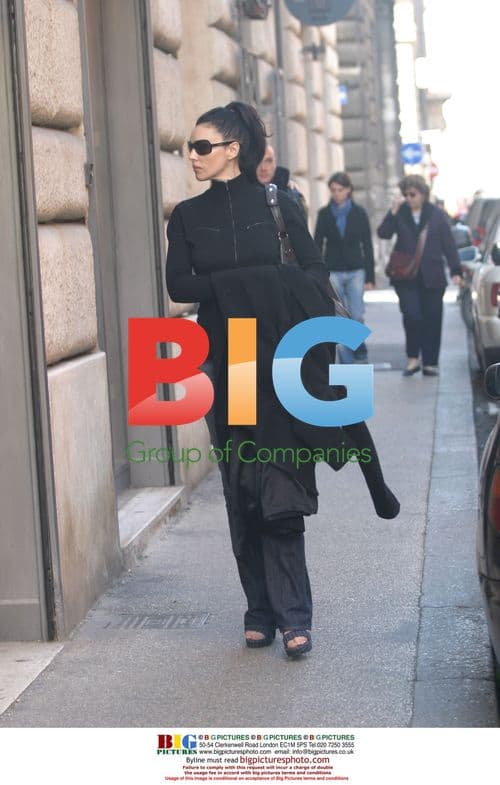 Pregnant Monica Belucci out in Rome