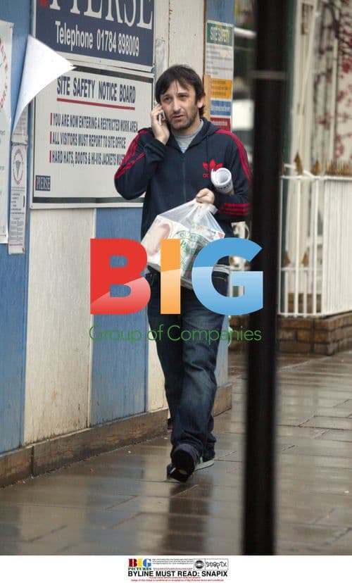 Ian Broudie Chatting on Phone in London