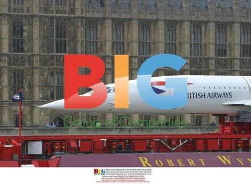 Concorde on Barge Past Big Ben
