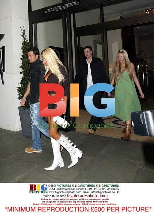 Jordan, Peter Andre, Jennifer Ellison, and Tony Richardson Dine Out