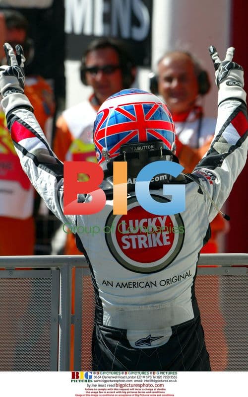 Jenson Button celebrates 2nd at San Marino GP
