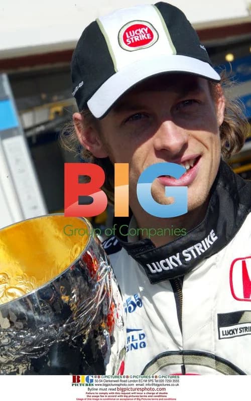 Jenson Button Celebrates 2nd Place Finish