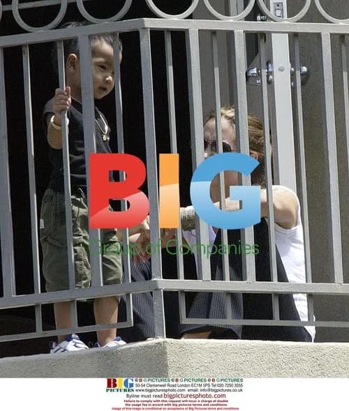 Angelina Jolie and son Maddox on hotel balcony