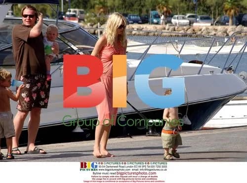 Pregnant Claudia Schiffer with Family on Yacht