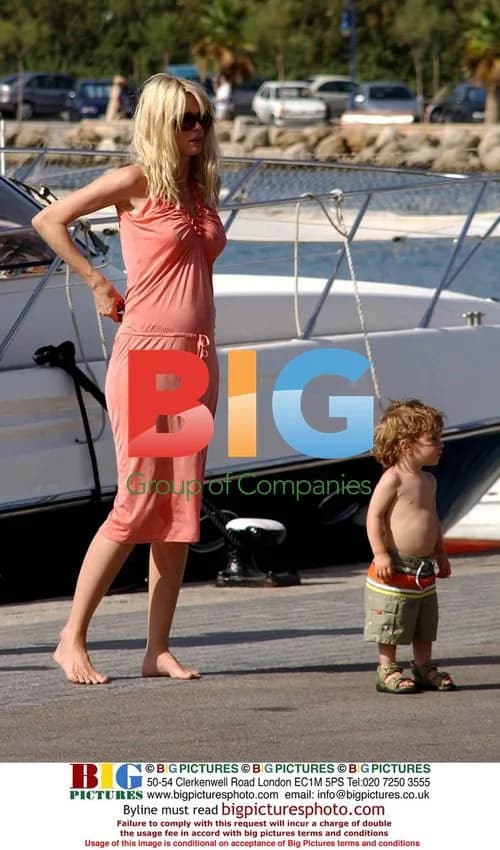 Pregnant Claudia Schiffer with Family on Yacht