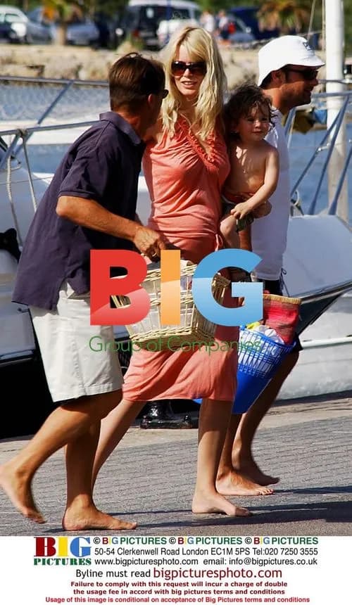 Pregnant Claudia Schiffer with Family on Yacht