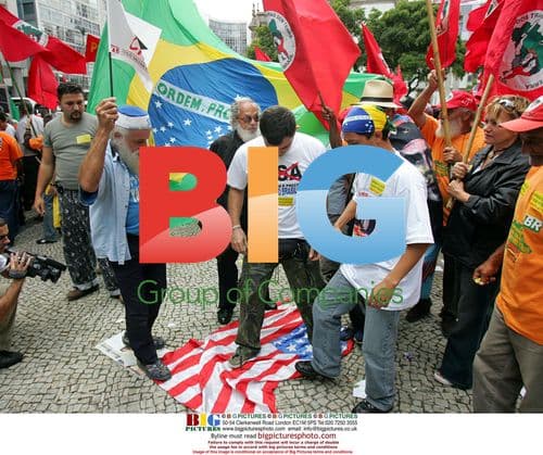 Protesters in Rio de Janeiro against oil auction