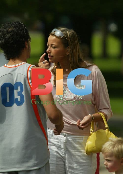 Charlotte Church and Kyle Johnson in park