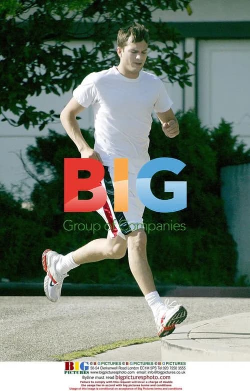 Ashton Kutcher Jogging in Beverly Hills
