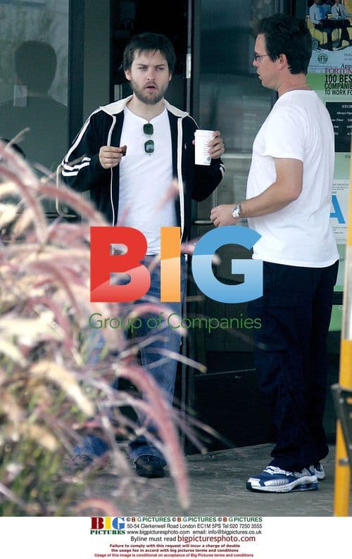 Tobey Maguire out for coffee with friend