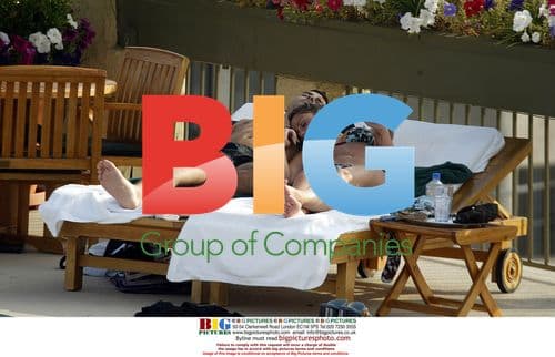 Michelle Heaton and boyfriend by pool