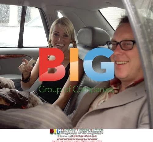 Vic Reeves and Nancy Sorrell Depart Hotel
