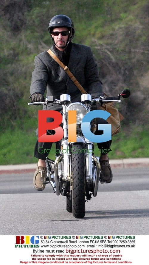 Keanu Reeves Riding Harley in Hollywood
