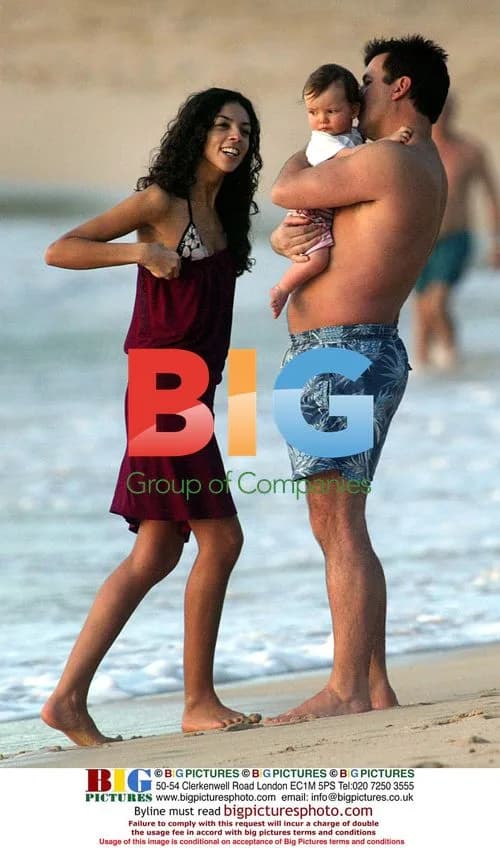 Terri Seymour on Beach with Simon Cowell in Barbados