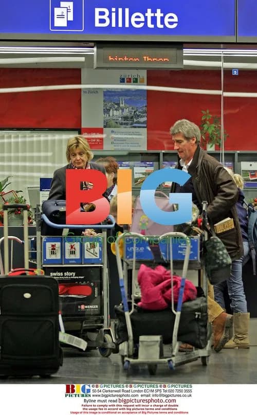 Jeremy Paxman and Family at Zurich Airport