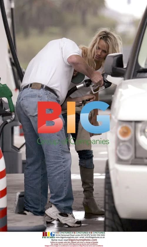 Pamela Anderson Struggles at Gas Pump