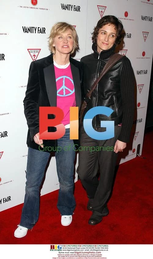 Ellen DeGeneres and Alexandra Hedison at Vanity Fair Pre Oscars Event