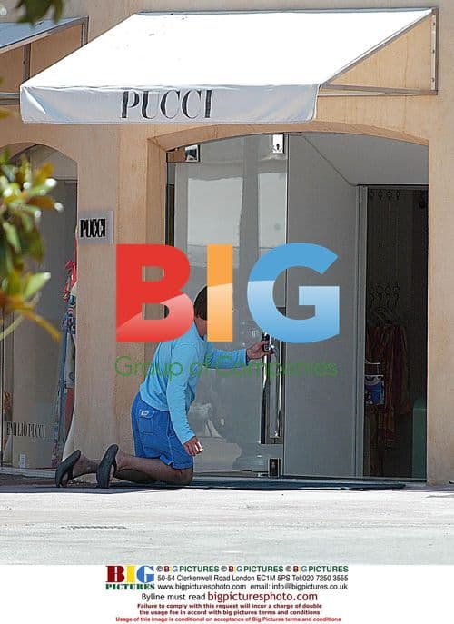 Christian Slater and wife Ryan Haddon shopping in Saint Tropez