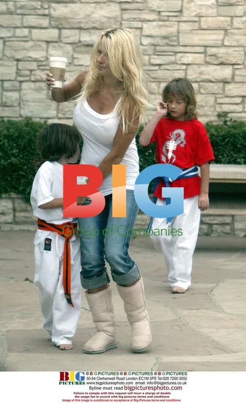 Pamela Anderson with sons at park